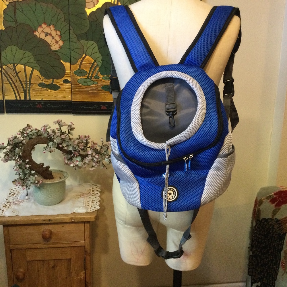 Doggy Kingdom Dog Backpack Color Blue Size Small 0-7 lbs.